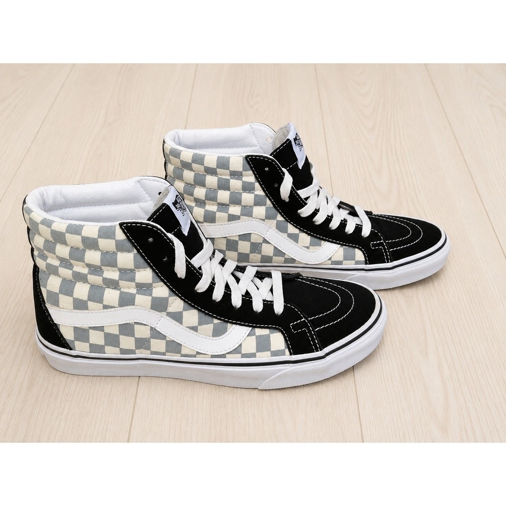 Vans Sk8-Hi Checkerboard Black Grey High Top Sneakers Mens 8.5 Womens 10
